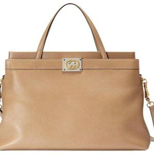 NWT Gucci Matisse natural tan leather small tote shoulder bag. Rtl $2800